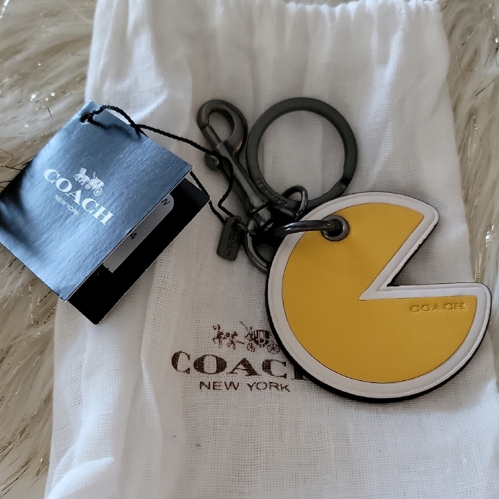 Coach Yellow Pac-Man Keychain Bag Charm